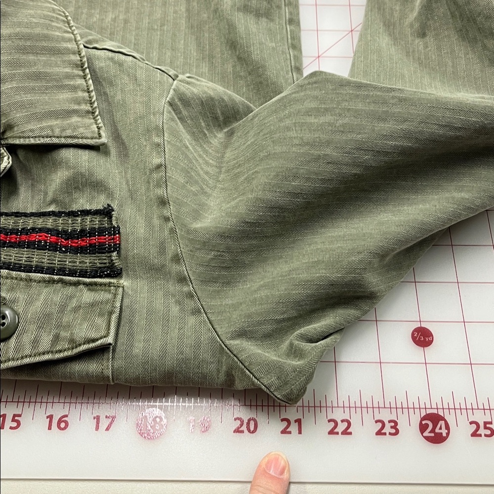 LUCKY BRAND Utility Boho Casual Olive/Army Green 2 Flap Pocket Shirt/Shacket M - Picture 15 of 16